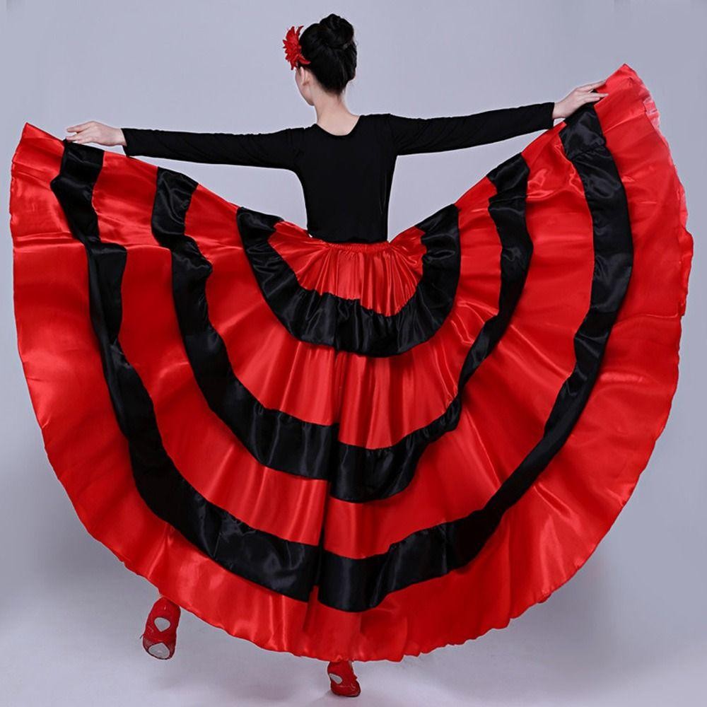 Trang phục khiêu vũ bụng Hobbyin - Váy Flamenco kiểu Tây Ban Nha chất liệu satin mềm mại, phù hợp tiệc nhảy múa