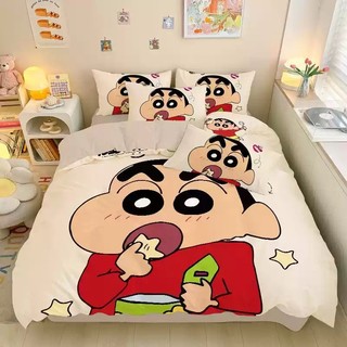 G13 Crayon Shin-chan 3IN1 Ga trải giường Vỏ chăn gối Bộ chăn ga gối Phòng ngủ gia đình Có thể giặt được Bộ đồ dễ thương G13