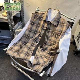 2025 Retro Kẻ Sọc Áo Sơ Mi Nam Xuân Thu Thiết Kế Sense Loose Fit Áo Khoác Thường Ngày