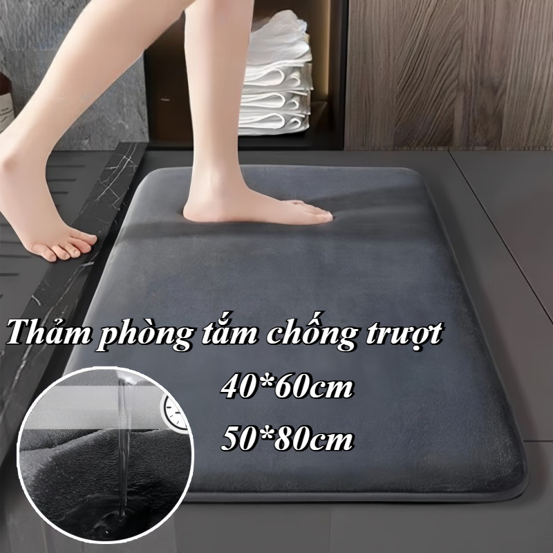 Thảm tắm siêu thấm nước, thảm chống trượt dày, thảm cửa phòng tắm bằng mút hoạt tính nhung san hô