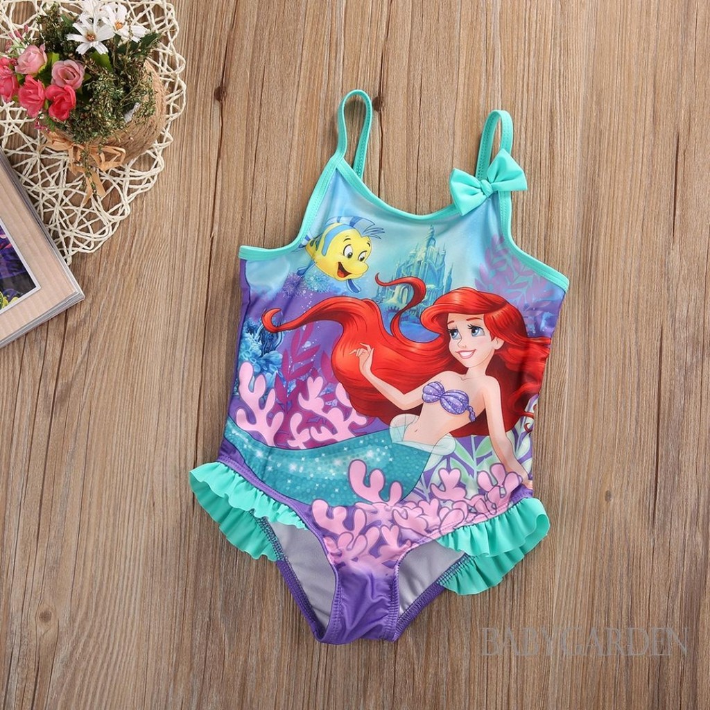 / / -1-5YEARS Bé Gái Mùa Hè Không Tay Một Mảnh Đồ Bơi Nàng Tiên Cá In Sling Dây Đồ Bơi Dễ Thương Ruffle Bộ Đồ Tắm