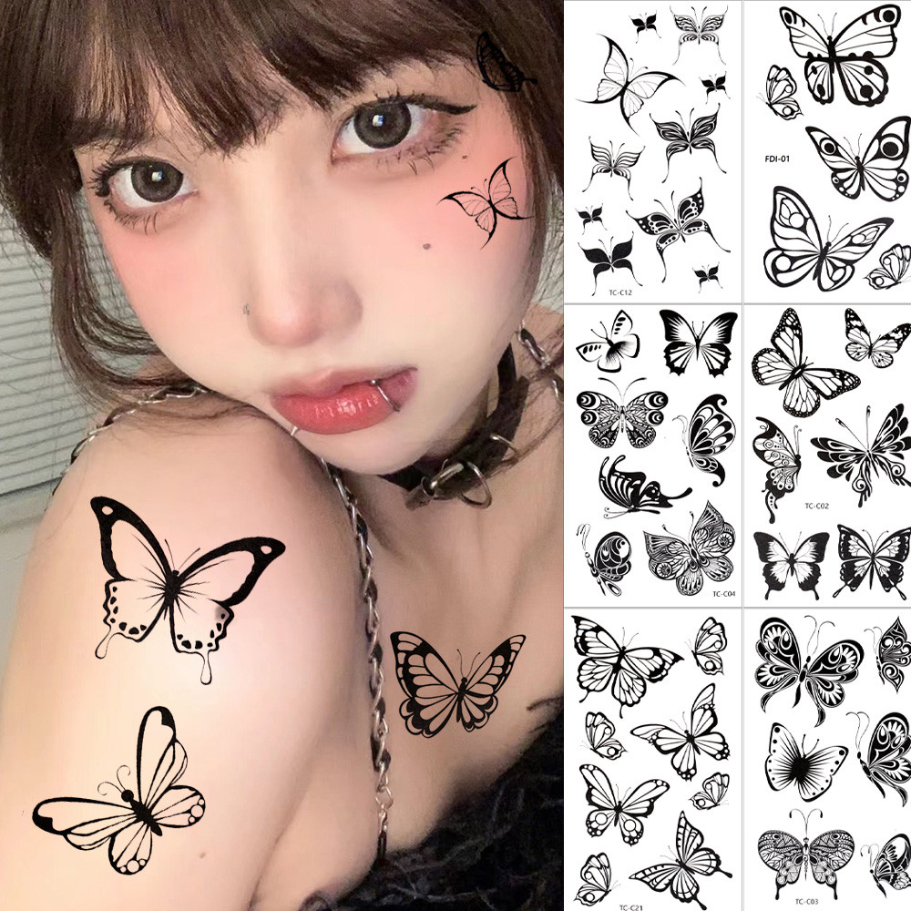 1 / 3 / 5 Bộ Hình Xăm Giả Chống Thấm Nước Tạm Thời Bướm - Thiết Kế Tinh Tế Hình Xăm 3D Tatoo Sticker