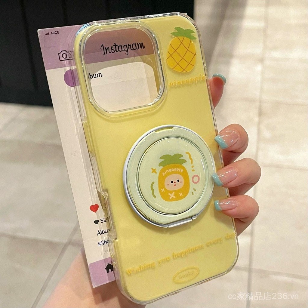 Ốp điện thoại Fruit Party 16 Pro Max, iPhone 15 có chân đế, 13 cho phụ nữ, 14 ốp mềm cho iPhone 12