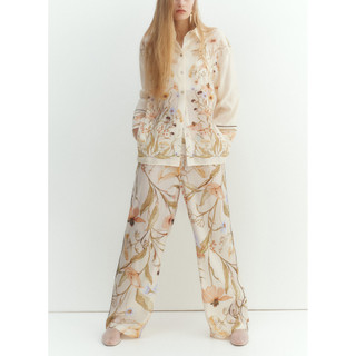 Áo Sơ mi Zara made in Morocco họa tiết in hoa lá cành nhẹ nhàng và quần cùng bộ