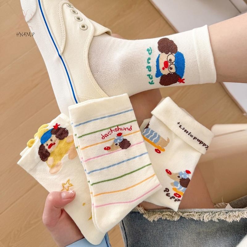 Tất hoạt hình HNKMP dành cho nữ Tất ống giữa ấm áp thời trang chất lượng cao ấm áp Tất Cotton thoải mái mềm mại.