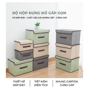 Hộp Đựng Quần Áo Có Nắp BUNA ,Túi Đựng Đồ Đa Năng Bằng Vải Cứng Cáp Có Nắp Đậy.