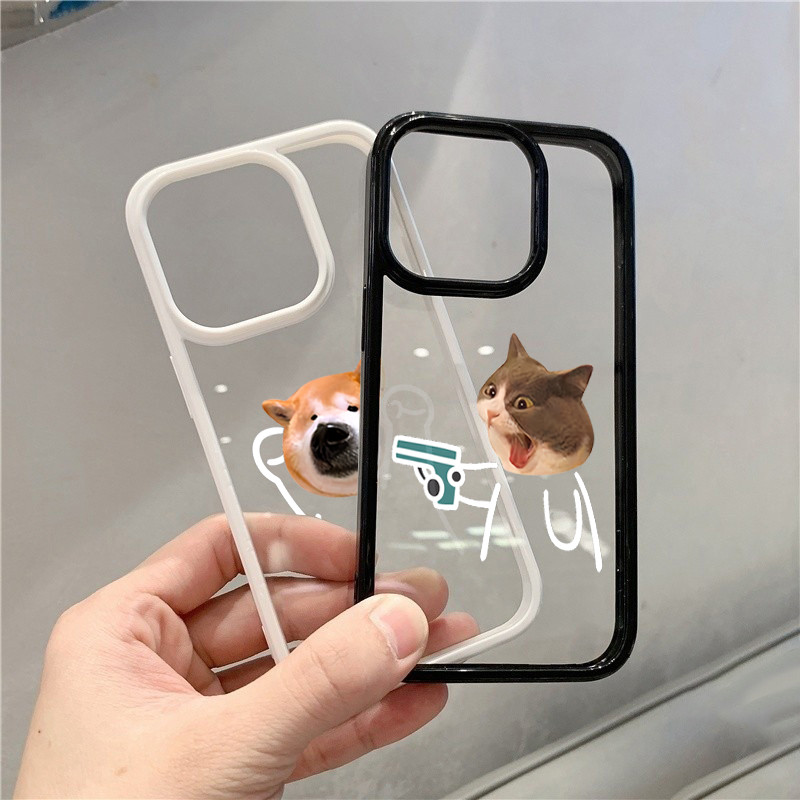 Ốp Lưng Cho iPhone 16 15 Pro Max 11 13 14 12 Pro Cho iPhone 16e 7 8 Plus XS Max X XR SE2022 Cặp Đôi Chó Mèo Dễ Thương Chống Sốc Trong Suốt Silicon