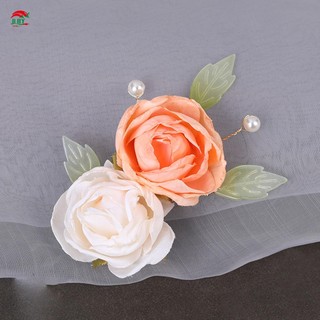Kẹp tóc hoa lụa vintage nhân tạo, đính ngọc trai giả, phụ kiện tạo kiểu DIY