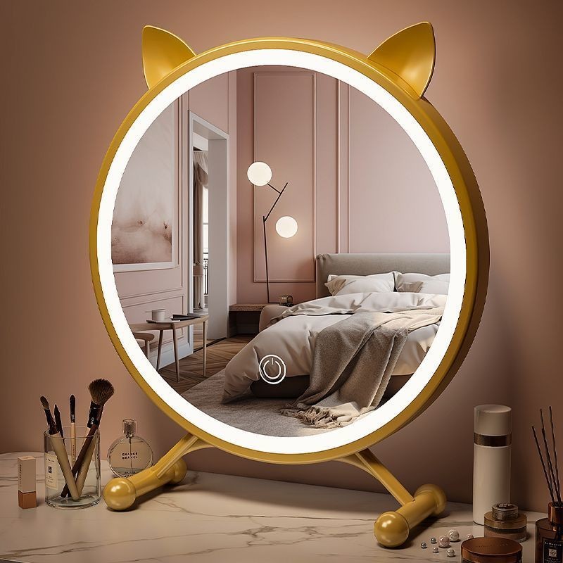 ✨9829 Tai Mèo Tây Tạng Hộ Gia Đình Dẫn Gương Trang Điểm Bàn Trang Điểm Có Đèn Ký Túc Xá Để Bàn Phòng Ngủ Gương Để Bàn 25.5.12