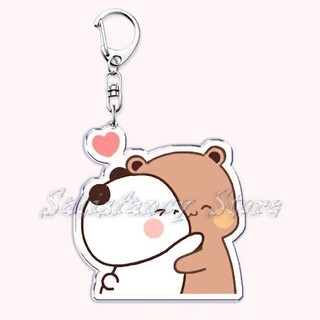 Móc khóa tình yêu Bubu Dudu dễ thương, cặp đôi gấu panda acrylic, phụ kiện túi xách, móc khóa trang sức, quà tặn