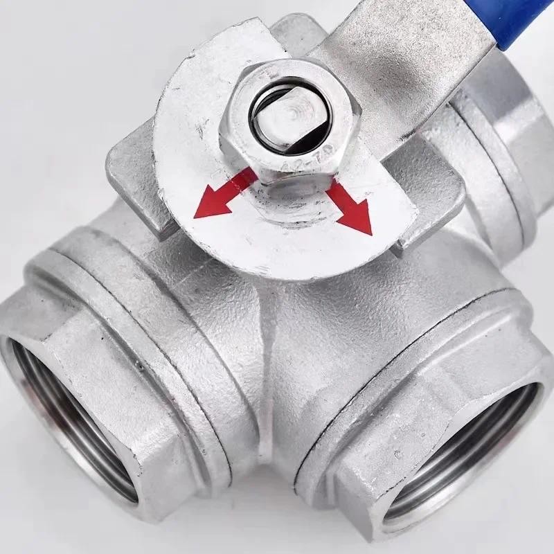 Van bi ba chiều bằng thép không gỉ 304 có khóa công tắc L / T loại một trong và hai ra công tắc van dây bên trong 6 / 4 phút