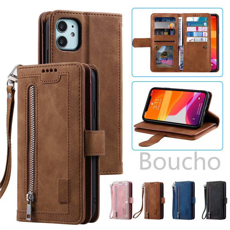 Dành Cho Xiaomi Redmi Note 14 13 12 11 11S 10 10S 9 9S 8 Pro Plus 14C 13C 4G 5G ID Tiền Mặt Khe Cắm Thẻ Tín Dụng Giá Đỡ Folio Flip Da PU Vỏ Cứng Từ Tính Có Dây Đeo
