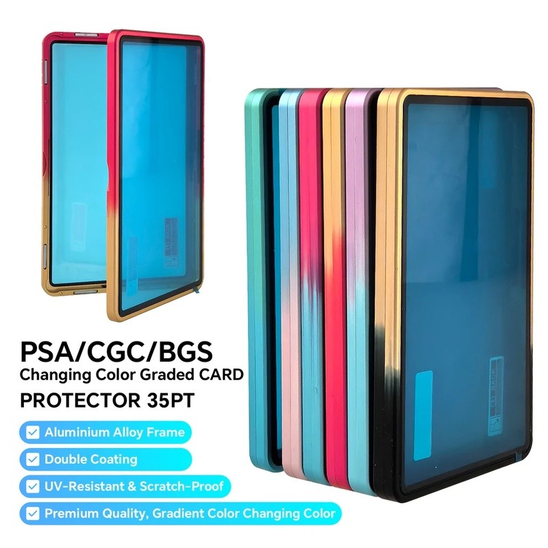 Hộp bảo vệ thẻ phân loại bằng kim loại màu Gradient cho tấm PSA / BGS, thẻ giao dịch chống tia cực tím & chống trầy xước Giá đỡ màn hình từ tính