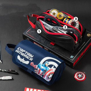 YT4 Người Nhện Hộp Đựng Bút Sinh Viên Túi Bảo Quản Dung Tích Lớn Captain America Túi Văn Phòng Phẩm