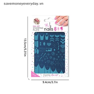[savemoneyeveryday] Hoa Nail Art Stamping Plates Bản mẫu vẽ Đường sọc hình học Hình ảnh 3D Khuôn Stencil Mẫu làm móng tay [vn]