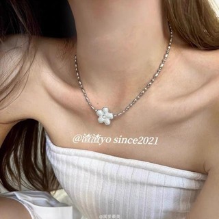 Phong Cách Hàn Quốc Nhỏ Giọt Men Hoa Nhỏ Ngọt Hạt Gạo Tròn Hạt Đính Hạt Vòng Cổ Nữ