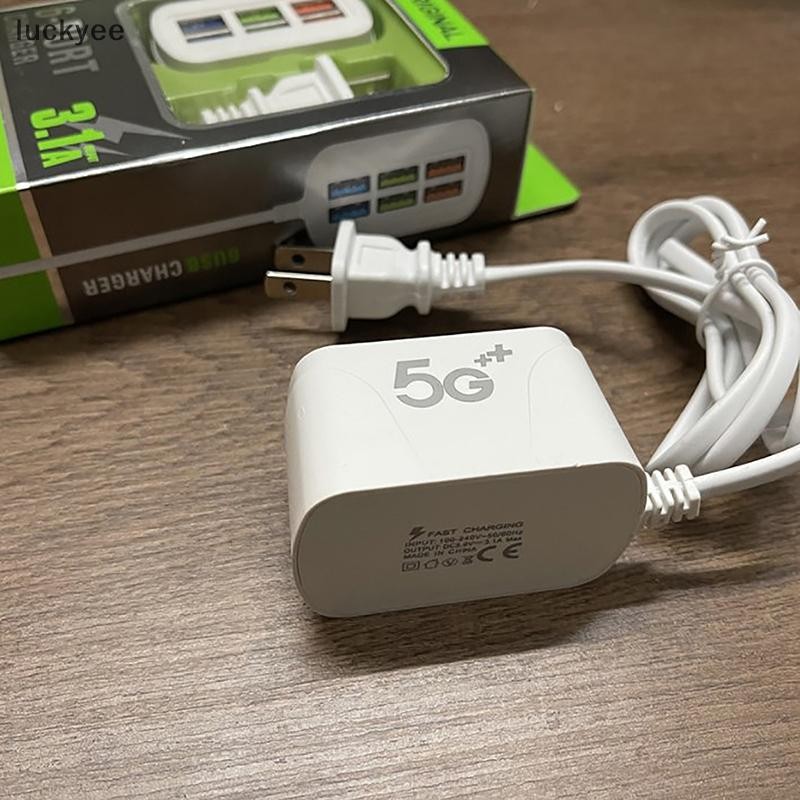Luckyew Sạc Điện Thoại USB Power Strip al Sạc Nhanh 6 Cổng USB Ổ Cắm Nối Dài HUB Splitter TQ
