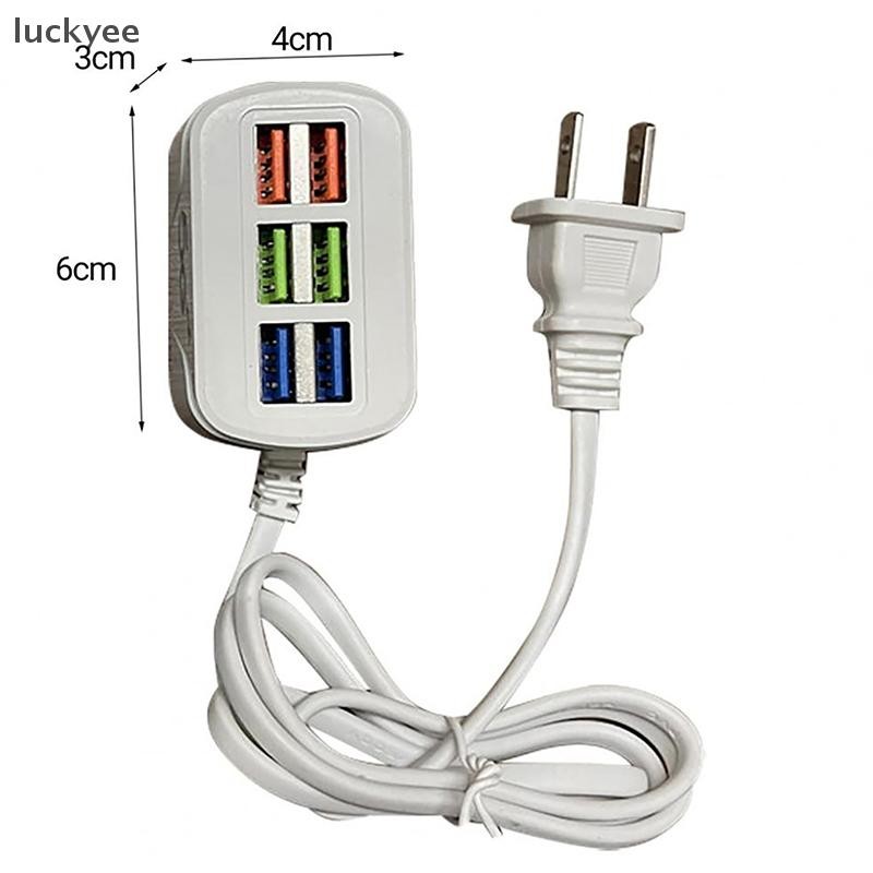 Luckyew Sạc Điện Thoại USB Power Strip al Sạc Nhanh 6 Cổng USB Ổ Cắm Nối Dài HUB Splitter TQ