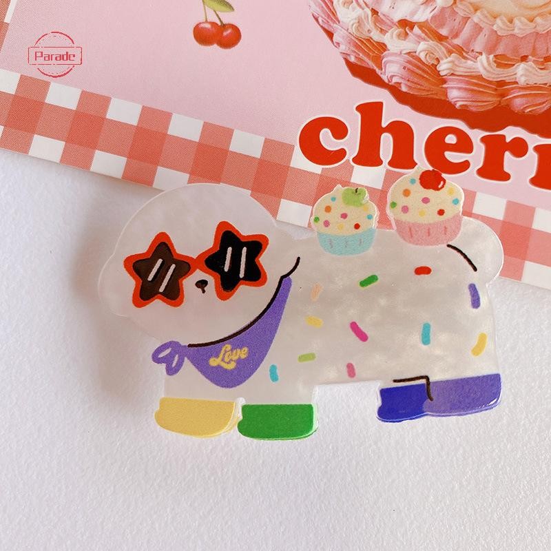 Cuộc diễu hành Ngọt Ngào Chó Dễ Thương Kẹp Tóc Hoạt Hình Mỏ Vịt Kẹp Trái Tim Ngôi Sao Acrylic Nổ Gãy Phù Hợp Với Phụ Kiện Tóc VN