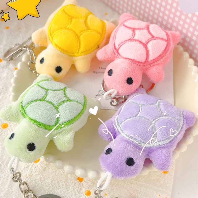 Mặt dây chuyền búp bê sang trọng hình con rùa dễ thương - Móc khóa đồ chơi sang trọng hình động vật hoạt hình - Nhẫn chìa khóa sáng tạo, vui nhộn, đầy màu sắc - Đồ trang trí Quà tặng cho bạn gái, bạn bè - Túi xách đi học treo quyến rũ