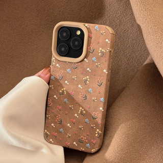Ốp Điện Thoại Da Hoa Nâu Cho IPhone 16 15 15pro Max 13 Mini 14 14pro 14max 12 11 Pro Max IX XR SE2 Plus Bìa Mềm