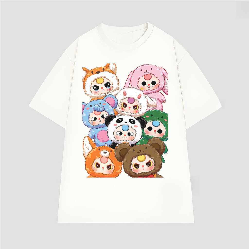 Baby Three Cartoon Print T-Shirt Soft Polyester Short Sleeve Unisex Style Kids' Fashion