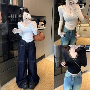 Áo thun thu đông tay dài ôm body thiết kế ren nơ siêu tôn dáng hottrend thu đông XIMIMI SP247
