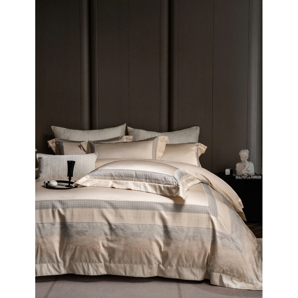 (L5102)Bộ Chăn Ga Gối Chất Liệu Gấm Cao Cấp Ánh Kim Sang Trọng Quý Phái Thanh Lịch - MemMinbedding Luxury