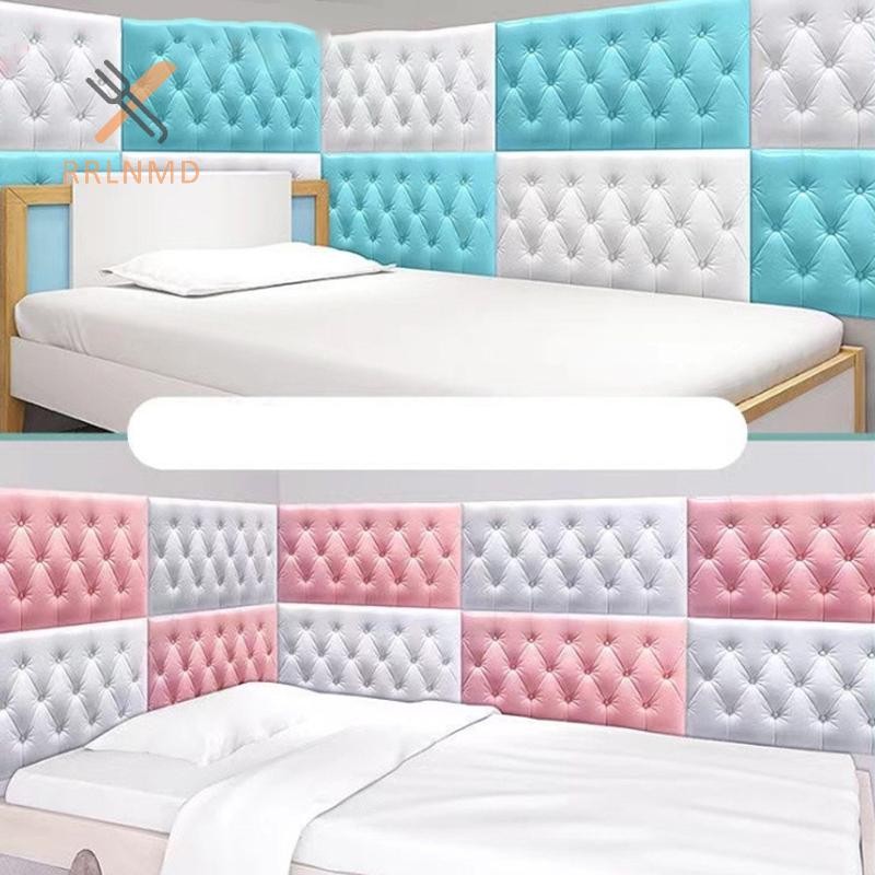 Rrlnmd Giấy dán tường xốp chống va chạm Miếng dán đầu giường Túi mềm tự dính Phòng trẻ em 3D Nhãn dán tường ba chiều MỚI