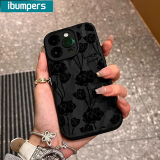 ibumpers Ốp Lưng iPhone Xinh Họa Màu Đen Tiết Hoa Ốp Điện Thoại Silicon Mềm Chống Sốc Chống Bẩn Cho Iphone 16 15 14 12 13 11 Pro Max IP 7 8 Plus X XS XR