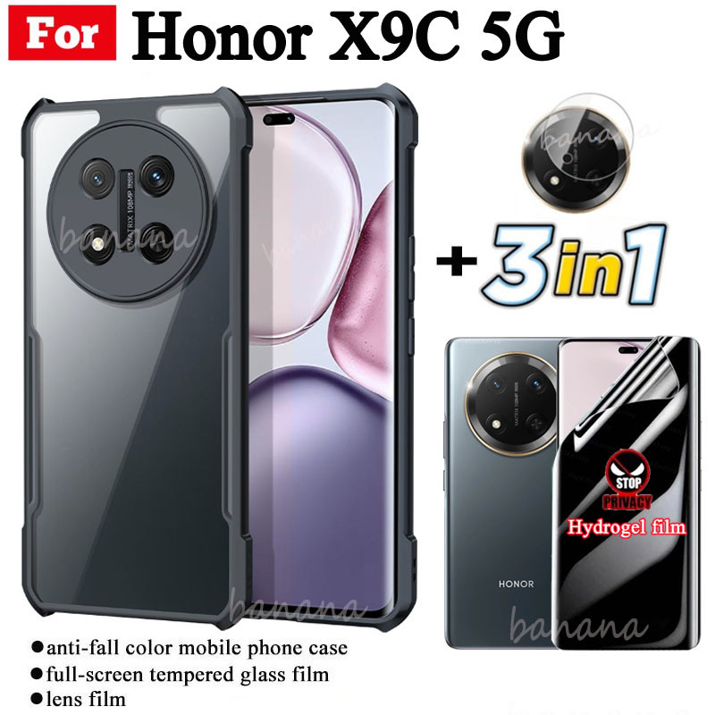 Ốp Điện Thoại Di Động Chống Rơi 3in1 Honor X9C Cho Honor X9B X9C Full Cover Mềm Bảo Mật Chống Nhìn Trộm Hydrogel Phim Bảo Vệ Màn Hình