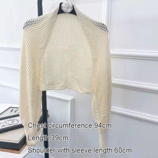 Áo len dệt kim ROOMYCO chống nắng, kèm khăn choàng lụa thanh lịch và áo smock dài tay đơn giản