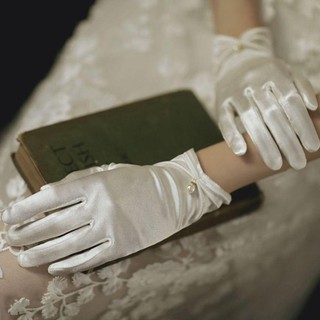 Găng Tay Cưới Satin Màu Trơn Cho Cô Dâu - Co Giãn và Thanh Lịch