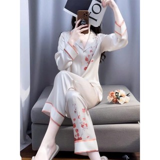 Đồ Bộ Nữ Pijama Bộ Lụa latin Tay Dài cổ sơ mi HHGBJH110 GG FF RRSSNN NN1 CC