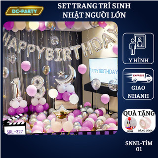 Set Trang Trí Sinh Nhật Màu Tím bằng bóng bay SNNL-Tím 01 Tranh Tre