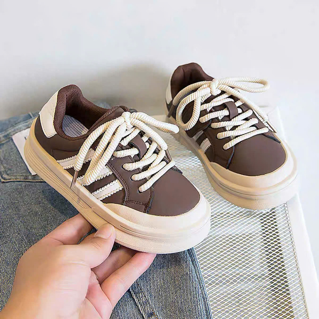 giày thể thao bé trai bé gái 3 sọc cổ thấp da PU mềm êm chan chống trượt QCCC full box mẫu mới cho bé từ 1 tuổi 332