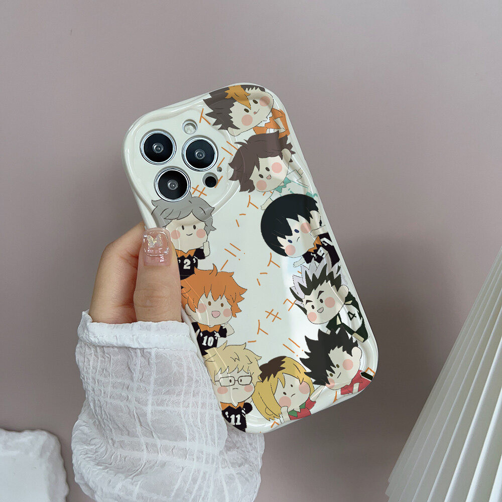 Ốp Điện Thoại Hoạt Hình Haikyuu Anime Dễ Thương Cho Iphone 16 Pro MAX 11 12 13 14 15 Pro MAX 7 8 Plus 12 13 Mini XR Ốp Lưng 3D Vồng Cong Edge Bảo Vệ Camera Silicon