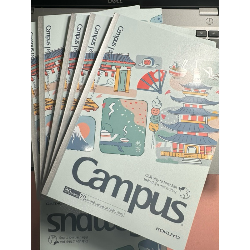 [ BÁN 5 CUỐN ] Tập Sinh Viên B5 Campus Kokuyo bìa 3D Japan Paper 70gsm giấy chống lóa kẻ ngang chấm.