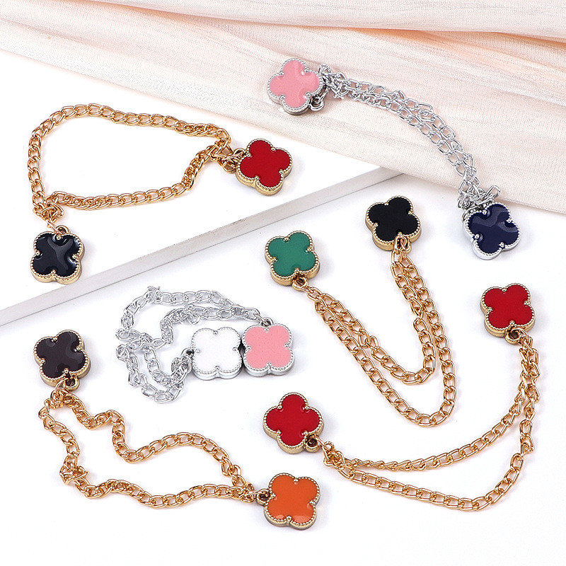 [Yunyuan] Phiên bản Hàn Quốc Cỏ Ba Lá Khóa Từ Tính Dây Xích Quần Điều Chỉnh Chân Áo Sơ Mi Cổ Trang Trí Dây Xích Trâm Cài Không May Khóa Từ Tính