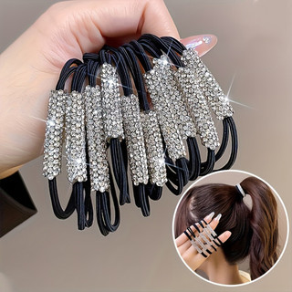 10 Dây Buộc Tóc Dây Buộc Tóc Màu Đen Bền Tóc Đuôi Ngựa Dây Buộc Đầu Cho Nữ Bé Gái Mặc Hàng Ngày