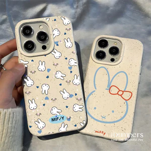 ibumpers Ốp Điện Thoại iPhone Họa Tiết Thỏ Miffy Dễ Thương Đơn Giản Cho IPhone 16 15 14 12 13 11 Pro Max IP 7 8 Plus X XS XR Ốp Lưng Ống Hút Lúa Mì Phân Hủy Thân Thiện Với Môi Trường