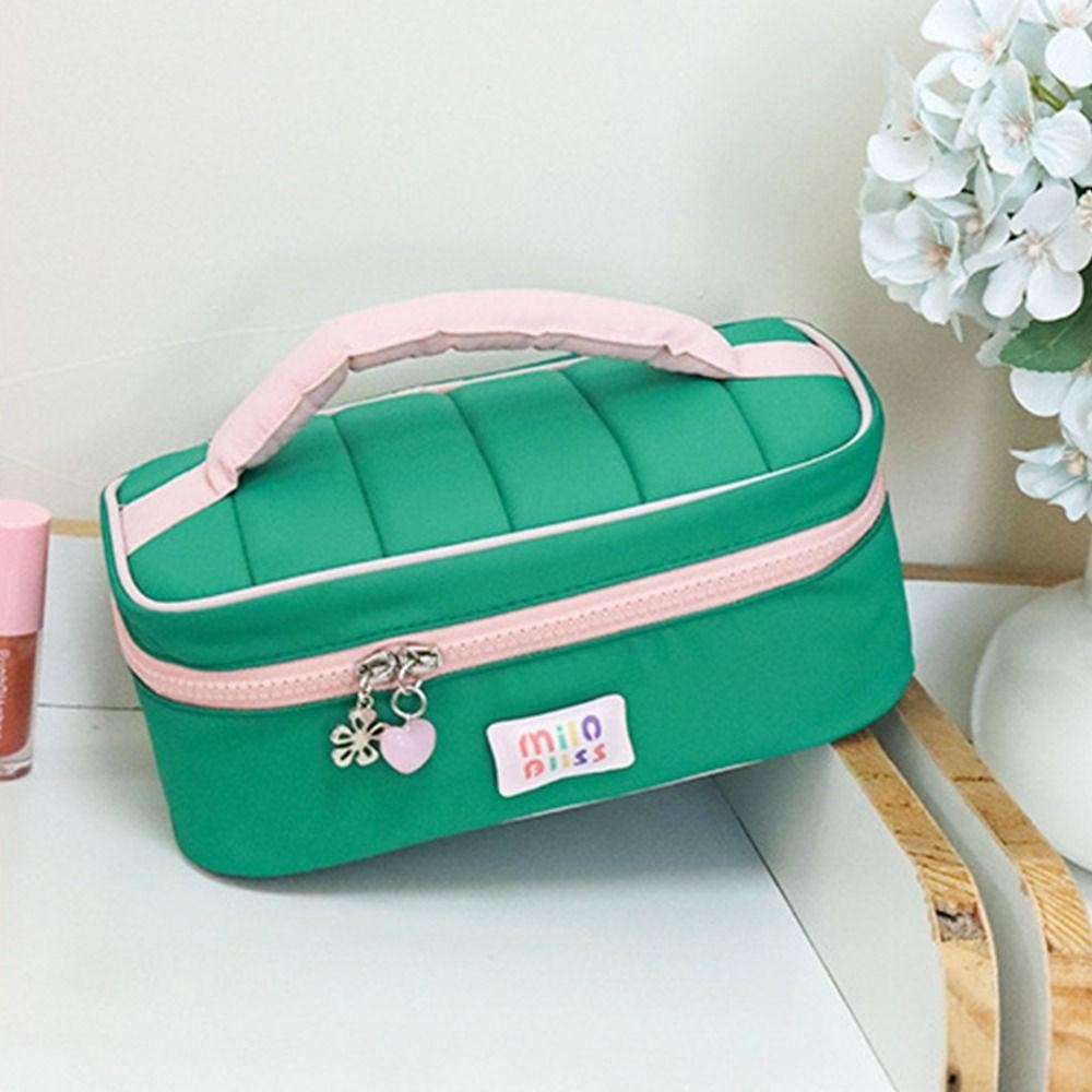 Túi xách mỹ phẩm SAIA Macaron dung tích lớn, túi giặt cầm tay du lịch màu tương phản