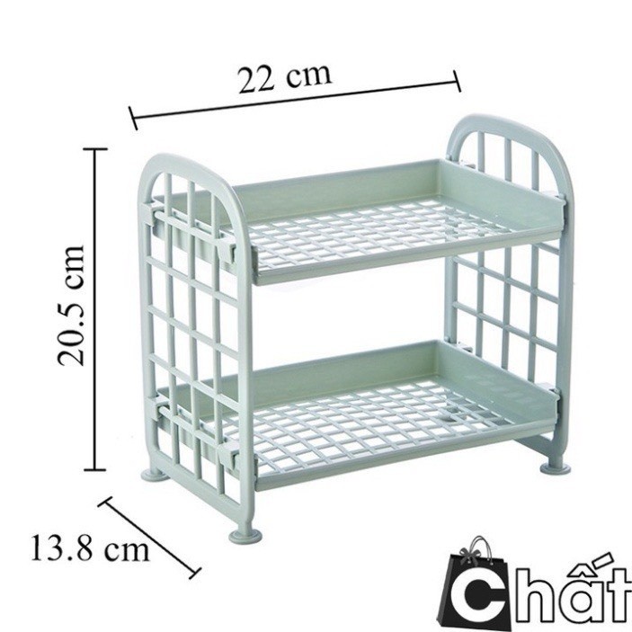 kệ nhựa mini 2 tầng để đồ gọn gàng, khay nhựa 2 tầng haki đựng đồ tiện lợi 4440