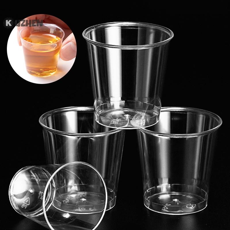 KUZHEN 50 Chiếc Mini Trong Suốt Nhựa Dùng Một Lần Đảng Bắn Kính Thạch Cốc Tumblers Sinh Nhật Phụ Kiện Nhà Bếp Gobelet Plastique HOT