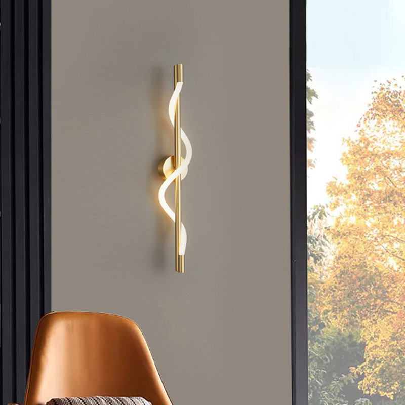 Đèn tường, Đèn hậu hiện đại Đèn Led xoắn ốc thẩm mỹ sang trọng Đèn tường tuyến tính, Phòng ngủ, Cầu thang, Đèn chiếu sáng trang trí tường nền
