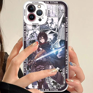 Ốp điện thoại Anime Attack on Titan cho iPhone16 / 15 / 14 / 13 / 12 / 11 / 16E / pro Max / X / 7 / 8 Vỏ mềm trong suốt di động khung màu ống kính trọn gói Vỏ bảo vệ chống sốc chống rơi