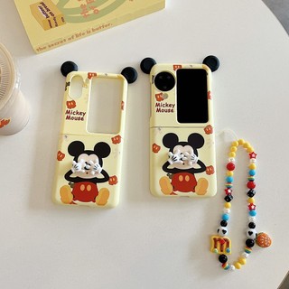 Ốp điện thoại gấp cho Oppo Find N2 N3 Flip Vòng tay Mickey dễ thương có tai Vỏ điện thoại tpu cứng