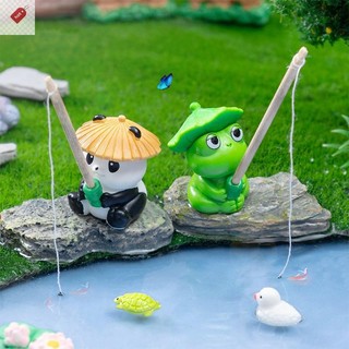 ALIK Câu Cá Ếch Gấu Trúc Các Bức Tượng Trang Trí Sáng Tạo Hoạt Hình Hình Động Vật Hình Búp Bê Cá Bể Cá Có Thể Treo Trang Trí Máy Tính Để Bàn Trang Trí VN