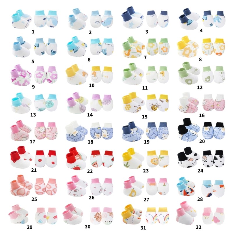DY Scratch Mittens Tất Bộ Găng Tay Trẻ Tập Đi Găng Tay Cotton Găng Tay Giày
