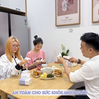 Giấy ăn gấu trúc top gia thùng 30 gói 4 lớp mix 3 màu - Giấy TOPGIA